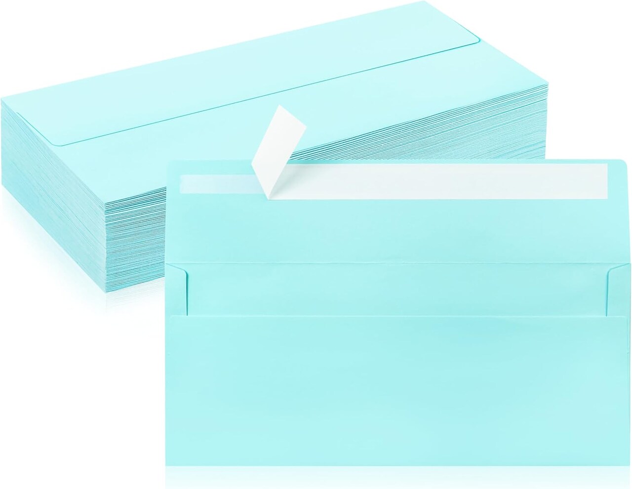 50 Pack #10 Business Envelopes, Light Blue Standard Envelopes Self Seal, Letter Size Business Mailing Envelopes for Checks Letters Invoices Statements Birthday Graduation Wedding, 4 1/8 x 9 1/2 Inch